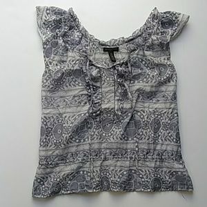 Banana Republic Silk Tie Ruffle Cap Sleeve Top